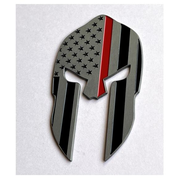 Thin Red Line FD American Flag Car Decal Spartan Helmet Vehicle Emblem - Picture 7 of 10